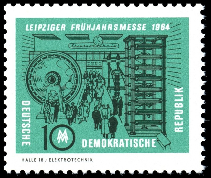 (1964-010) Марка Германия (ГДР) &quot;Электротехника&quot;    Ярмарка, Лейпциг II O