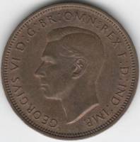 (1942) Монета Великобритания 1942 год 1/2 пенни "Галеон Золотая лань"  Медь  XF