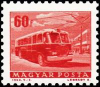 (1963-032) Марка Венгрия "Автобус"    Общественный транспорт (Стандартный выпуск) I Θ