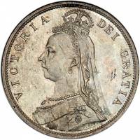 (1887) Монета Великобритания 1887 год 1/2 кроны "Королева Виктория"  Серебро Ag 925  UNC