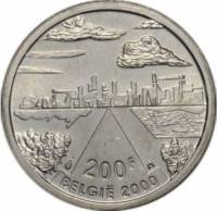 (2000) Монета Бельгия 2000 год 200 франков ""  Серебро Ag 925  UNC