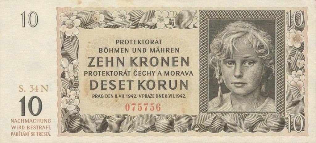 (№1942P-8a) Банкнота 1942 год &quot;10 Koruacute;n&quot;