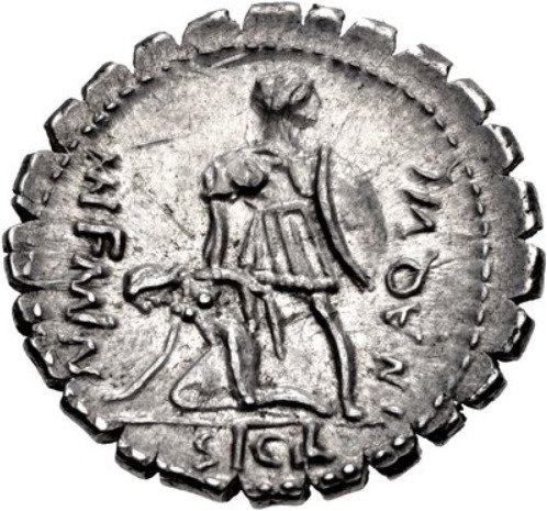(№1970) Монета Римская империя 1970 год 1 Denarius (Мн. Aquillius Мн.Ф. Мн.н.)