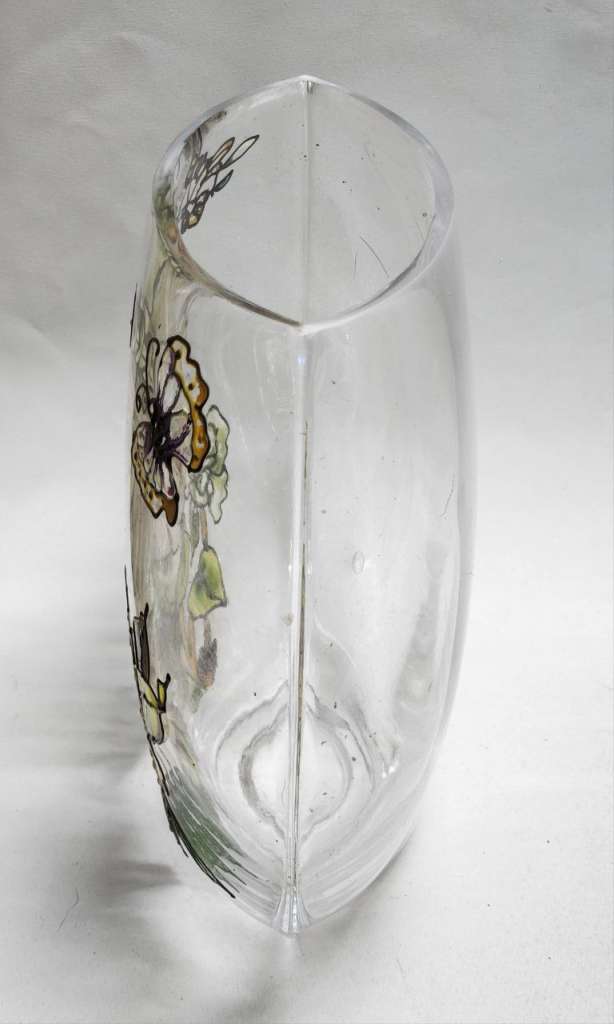Ваза стекло прозрачная с цветочным рисунком 