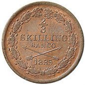 (№1835km641) Монета Швеция 1835 год 2/3 Skilling