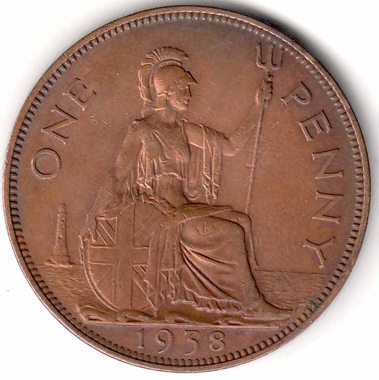 (1938) Монета Великобритания 1938 год 1 пенни &quot;Георг VI&quot;  Бронза  VF