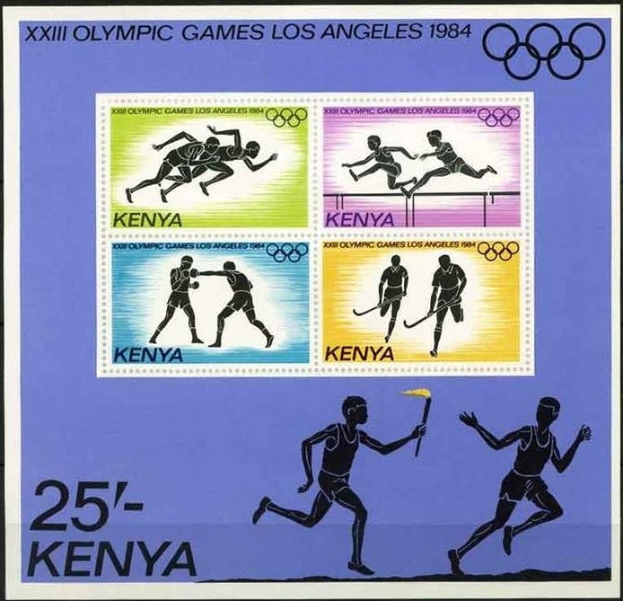 (№1984-23) Блок марок Кения 1984 год &quot;Олимпийские игры Лос-Анджелес США&quot;, Гашеный