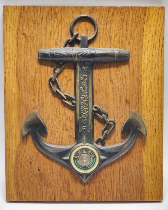 Панно Термометр якорь Ленинград настенный металл на деревянной основе СССР