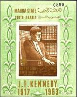 (№1967-1) Блок марок город Аден 1967 год "Джон Ф Кеннеди", Гашеный