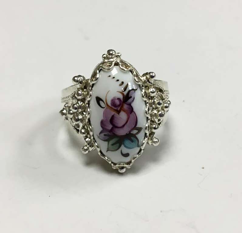 Перстень "Финифть", серебрение (сост. на фото)