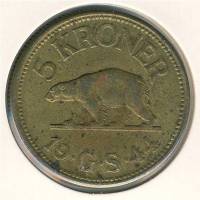 (№1944km9) Монета Гренладия 1944 год 5 Kroner (Американские войска)
