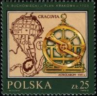 (1982-058) Марка Польша "Карта Кракова 1703 г."    Исторические карты Польши III Θ