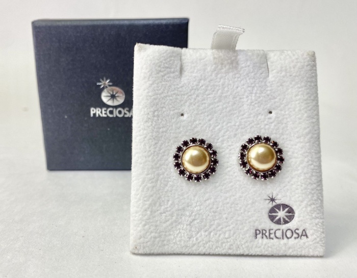 Серьги гвоздики хрусталь Preciosa в подарочной упаковке