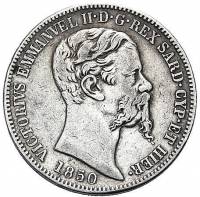 (№1850km143.2) Монета Италия 1850 год 2 Lire