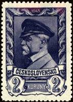 (1945-029) Марка Чехословакия "Т. Массарик (Черно-синяя)"    Президент Массарик (Стандартный выпуск)