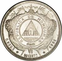 (№1883km51) Монета Гондурас 1883 год 50 Centavos