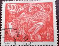 (1920-028) Марка Чехословакия "Аллегория (Красная)" Перф греб 13¾:13½    Сельское хозяйство и наука 