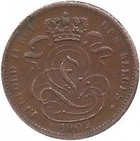 (№1902km33.3) Монета Бельгия 1902 год 1 Centime (Signature: BRAEMT.F. (two points))