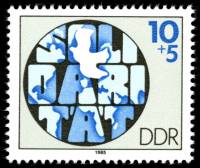 (1985-036) Марка Германия (ГДР) "Голубь мира"    Солидарность II Θ