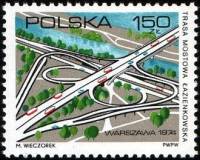 (1974-035) Марка Польша "Лазенковская автодорога"    Открытие Лазенковской автодороги, Варшава III Θ