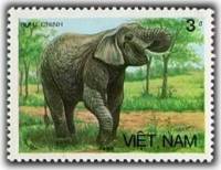 (1987-013) Марка Вьетнам "Поющий слон"    Азиатский слон III Θ