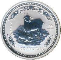 2003 Монета Австралия 2003 год 50 центов Год козы  Серебро Ag 999  PROOF