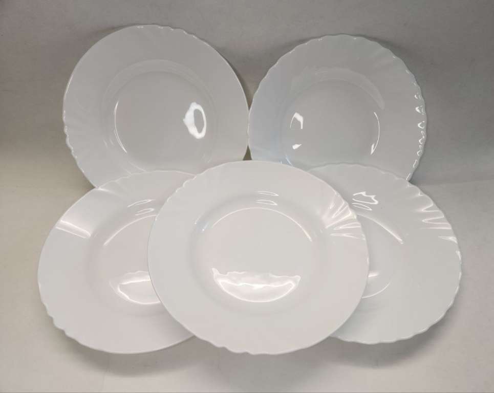 Тарелки 6 шт белые стеклокерамика рифленый край