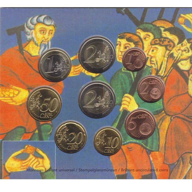 (2006, 9 монет) Набор монет Люксембург 2006 год &quot;Романская Архитектура Люксембурга&quot;   Буклет