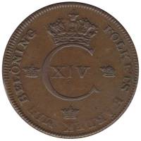 Монета Швеция 1820 год 1 скиллинг, XF