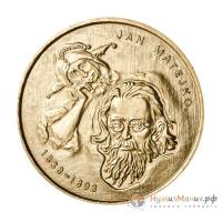 (054) Монета Польша 2002 год 2 злотых "Ян Матейко"  Латунь  UNC