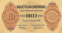 (№1881P-13) Банкнота Италия 1881 год "10 Lire" (Подписи: Dell'Ara - Crodar)