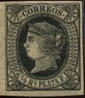 (№13) Марка Куба 1864 год "Королева Изабелла II", Гашеная