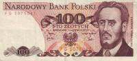 (1975) Банкнота Польша 1979 год 100 злотых "Людвиг Варинский"   UNC