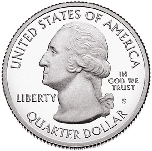 047s Монета США 2019 год 25 центов Американский мемориальный парк  Медь-Никель  UNC