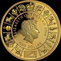 () Монета Токелау 2016 год 1  ""   Медь, покрытая Золотом  UNC