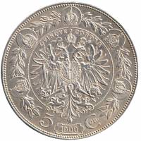 Монета Австро-Венгрия 5 крон 1900 год "Франц Иосиф I - Император Австро-Венгрии" Короны по кругу XF