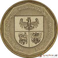 089 Монета Польша 2005 год 2 злотых Воеводство Варминско-Мазурское  Латунь  UNC