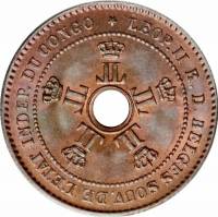 (№1887km2) Монета Конго 1887 год 2 Centimes