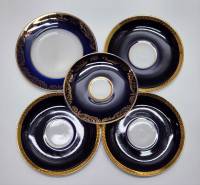 Блюдца ЛФЗ кобальт позолота 5 шт чайные кофейные 