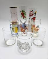 Стаканы 9 штук стекло с рисунком