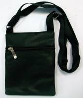 Сумка мужская с ремнем, Кожзам, 4 отделения, Молнии + 2 клепки, Черная