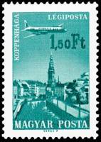 (1966-086) Марка Венгрия "Копенгаген"    Авиационные почтовые марки: города и самолеты III Θ