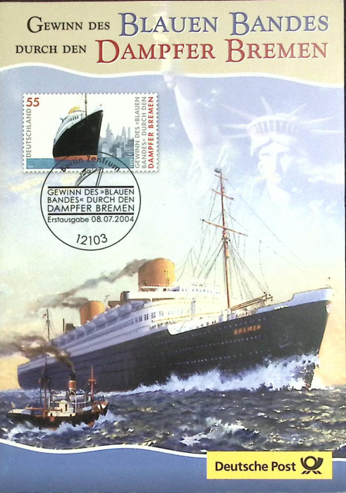 (2004-год)Сцепка марок в буклете, 4 шт Германия &quot;Damofer Bremen&quot;  Гашёные  ,  