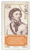 (1967-066) Марка Польша "Т. Костюшко (Коричневая)"   150 лет со дня смерти Т. Костюшко III Θ