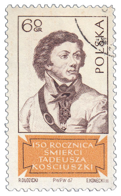 (1967-066) Марка Польша "Т. Костюшко (Коричневая)"   150 лет со дня смерти Т. Костюшко III &Theta;