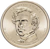 14d Монета США 2010 год 1 доллар Франклин Пирс 2010 год Латунь  UNC