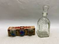 Графин + 3 стопки с рисунком, стекло