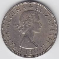 (1956) Монета Великобритания 1956 год 1/2 кроны "Елизавета II"  Медь-Никель  XF
