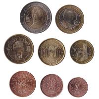 2002-2017 8 монет 1 2 евро 1 2 5 10 20 50 центов Набор Евро Австрия   UNC