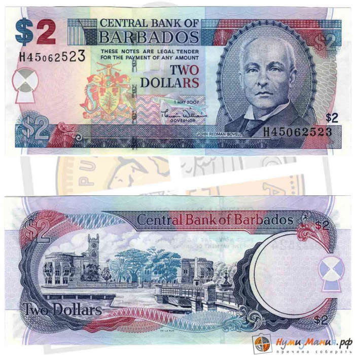 () Банкнота Барбадос 2007 год   &quot;&quot;   UNC